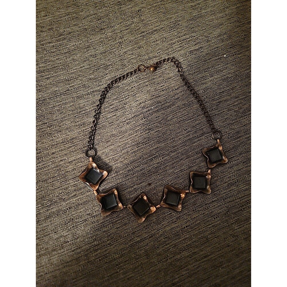 Vtg Copper Sqaure Necklace MCM Moderist Statement